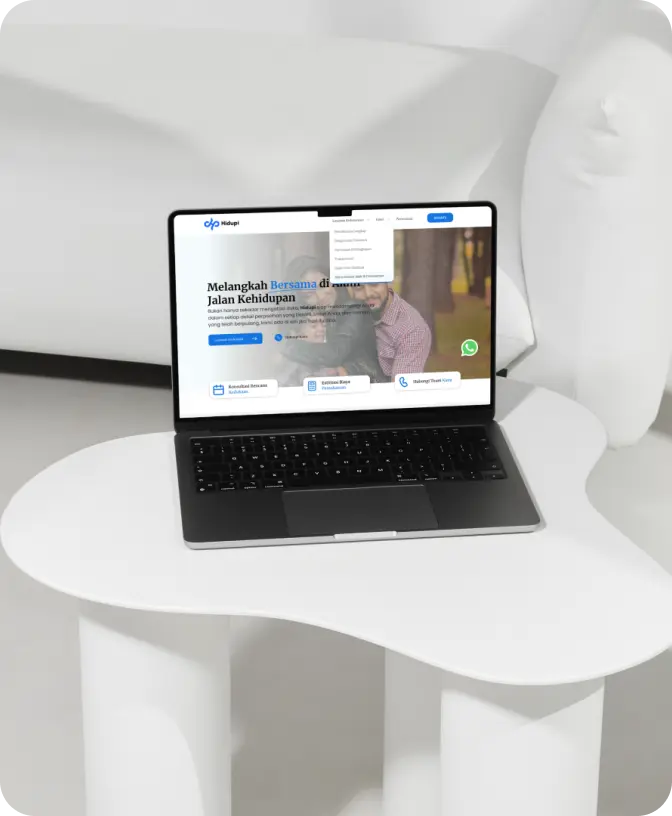 Hidupi website on laptop
